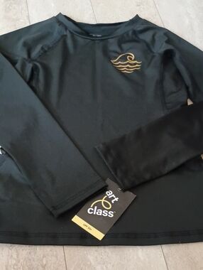 art class Black Rash Guard with Gold Wave Emblem